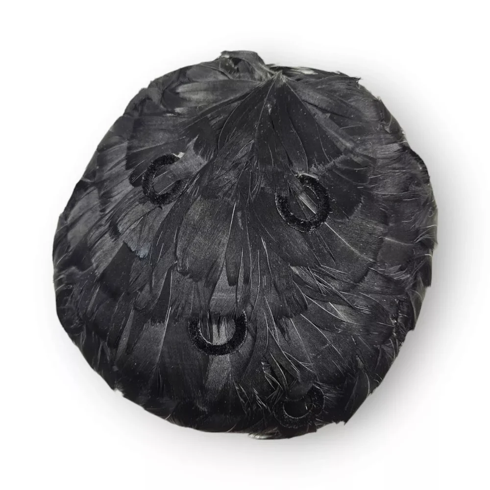 Vintage Feather Circle Cap Hat Black Whimsy Wig-Toque Netting Mid Century 50s - Picture 5 of 11